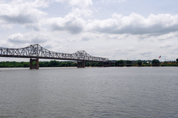 bridge across the river cloudy sky - Photo, Image
