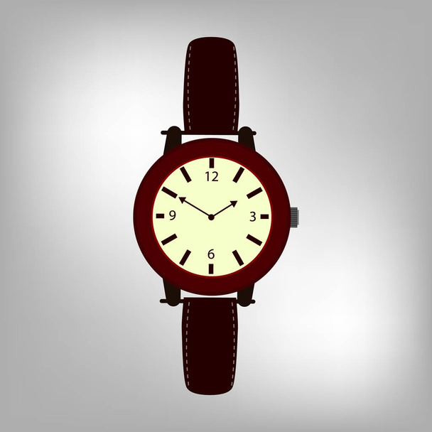 Brown Wristwatch Isolated on a Grey Background. - Vektor, kép