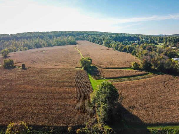 Aerial of Country and Suburban Land In York, Pennsylvania during Fall - Photo, Image