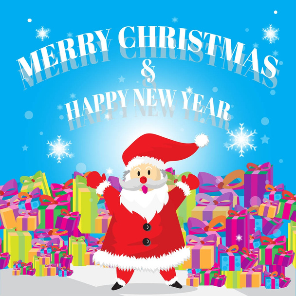 Santa Carry regalo y feliz Navidad Blues fondo mejor regalo de dibujos animados
 - Vector, imagen
