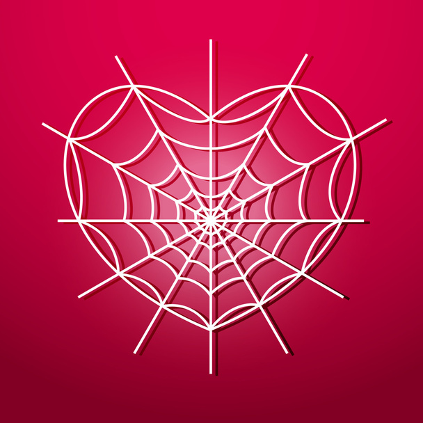 Spider web in the form of heart. Vector illustration. - Vector, Image