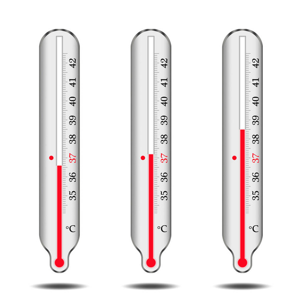 Higanyos hőmérőkön csoportja - Vektor, kép