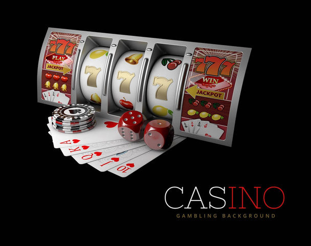 Fortunato triplo sette Jackpot, argento slot machine. Segno di profitto soldi facili. Illustrazione 3d
 - Foto, immagini