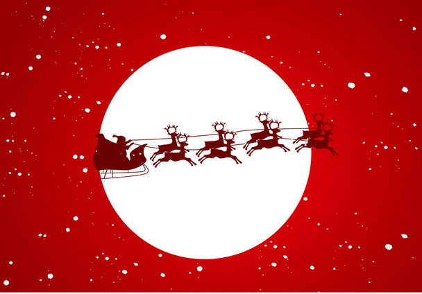Sziluett illusztrációja Repülő Mikulás és karácsonyi rénszarvas - Vektor, kép