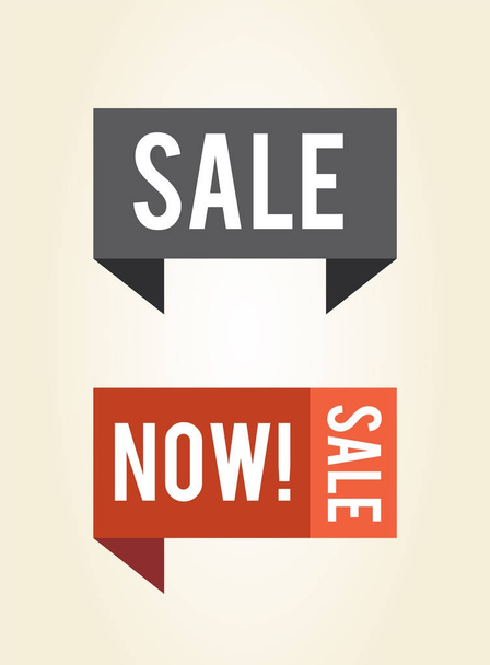 Sale Now Label on 3D Ribbons Vector Isolated Icons - Vektor, kép