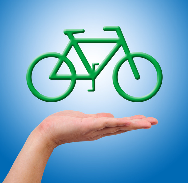 kavramsal görüntü, çevre ile bisiklet sürme yardım. - Fotoğraf, Görsel