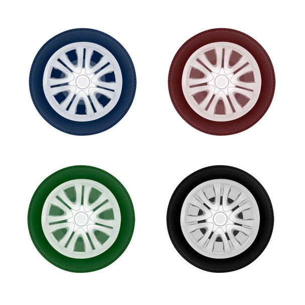 колеса привода из автомобилей в векторе изолированы на белом фоне
 - Вектор,изображение