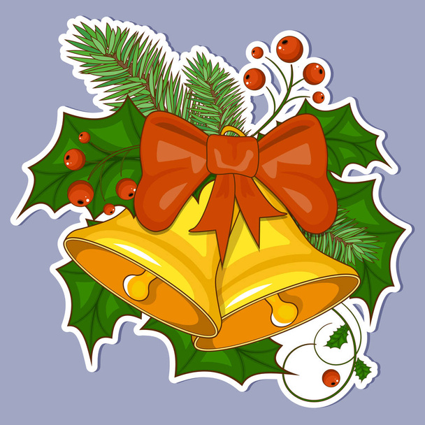 Πολύχρωμα καρτούν εικονογράφηση Χριστούγεννα καμπάνες σε άσπρο φόντο. Διάνυσμα. - Διάνυσμα, εικόνα
