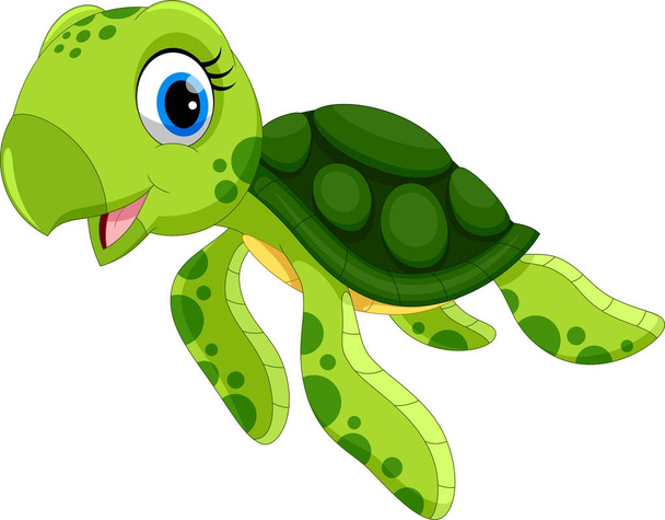 Vektor Illustration der niedlichen Schildkröte Karikatur isoliert auf weißem Hintergrund  - Vektor, Bild