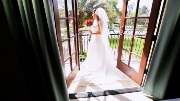 ブルネットの花嫁のウェディング ドレス - 映像、動画
