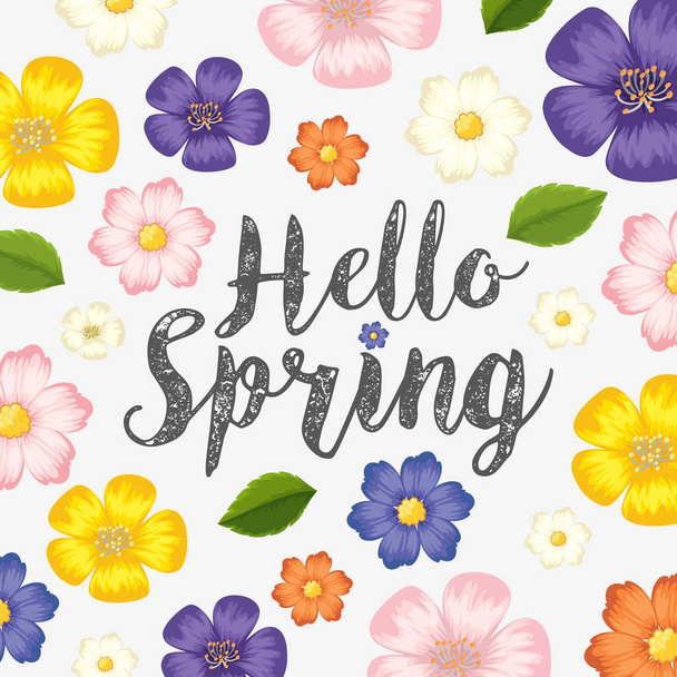 Background design with colorful flowers for spring - Vetor, Imagem