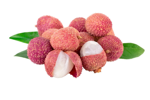 Lychee fruits on white with clipping path - Photo, Image