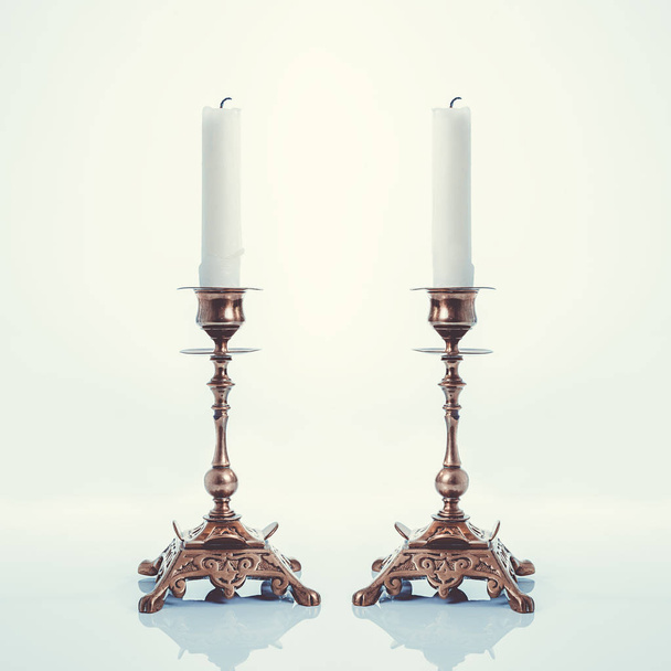 Pair Of Brass Candlesticks - Foto, imagen