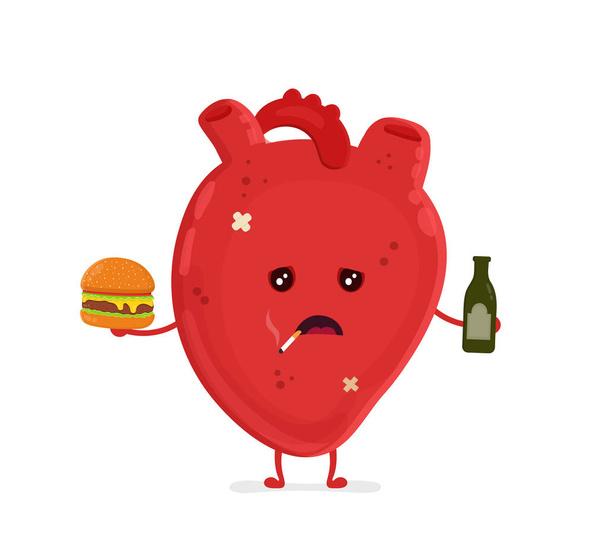 Szomorú egészségtelen beteg szív üveg  - Vektor, kép
