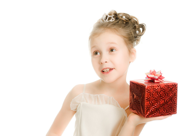 Pretty girl in with a gift - 写真・画像