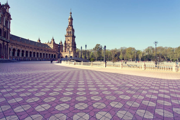 Gyönyörű kilátás, spanyol tér, Plaza de Espana, Sevilla - Fotó, kép