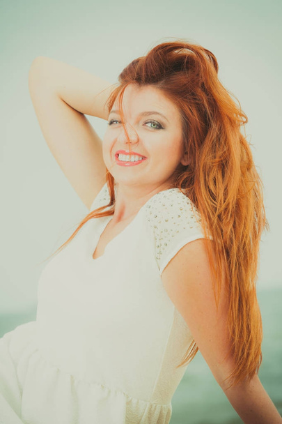 Portrait of beautiful redhead adult woman - Foto, Imagen