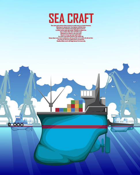 Απεικόνιση σε μια αφίσα έμπορος έμπορος στη θάλασσα - Διάνυσμα, εικόνα