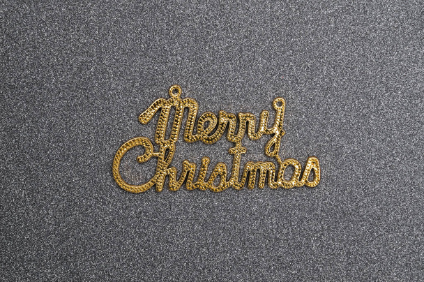 Merry christmas text on black gift box cover - Fotoğraf, Görsel