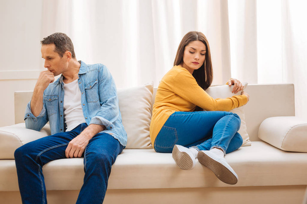 Unhappy unsatisfied couple  shows their mood - Photo, image