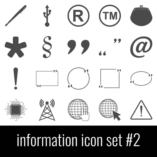 Información. Set de iconos 2. Iconos grises sobre fondo blanco
. - Vector, imagen