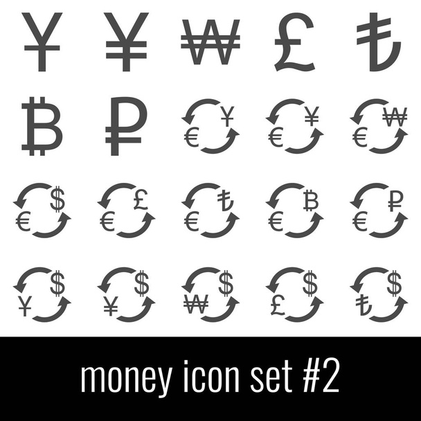 Money. Icon set 2. Gray icons on white background. - Vector, Image