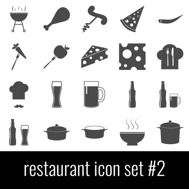 Restaurant. Icon set 2. Gray icons on white background. - Vector, Image