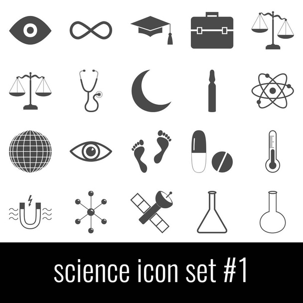 Ciencia. Conjunto de iconos 1. Iconos grises sobre fondo blanco
. - Vector, Imagen