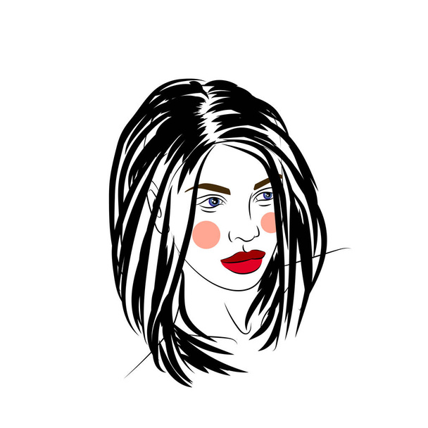 vector illustration of girl with beautiful hairstyle, logo,portrait - Vektor, Bild