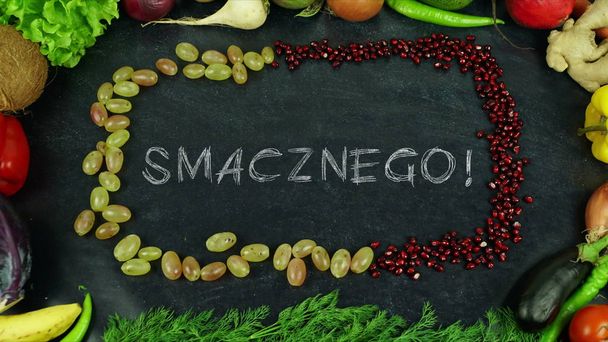 Smacznego Polish fruit stop motion, in English Bon appetit - Photo, Image