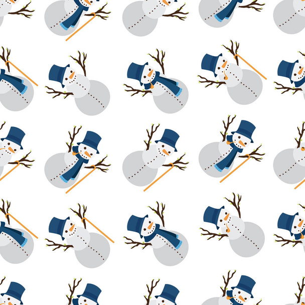 Snowman wearing various attributes in a seamless pattern - Photo, Image