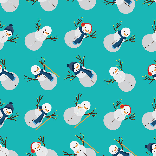 Boneco de neve usando vários atributos em um padrão sem costura
 - Foto, Imagem