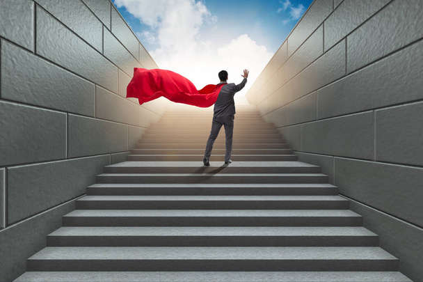 Супергерой-бизнесмен, успешный в карьерной лестнице - Фото, изображение
