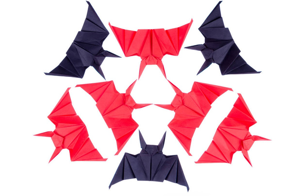 Origami Halloween bat on a white background. - Φωτογραφία, εικόνα