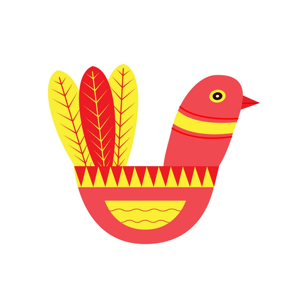 Fantastique oiseau folklorique dans le style scandinave pour cartes de design
,  - Vecteur, image