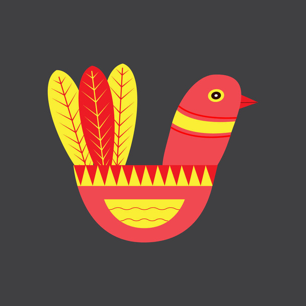 Fantastic folk bird in the Scandinavian style for design cards,  - Vettoriali, immagini