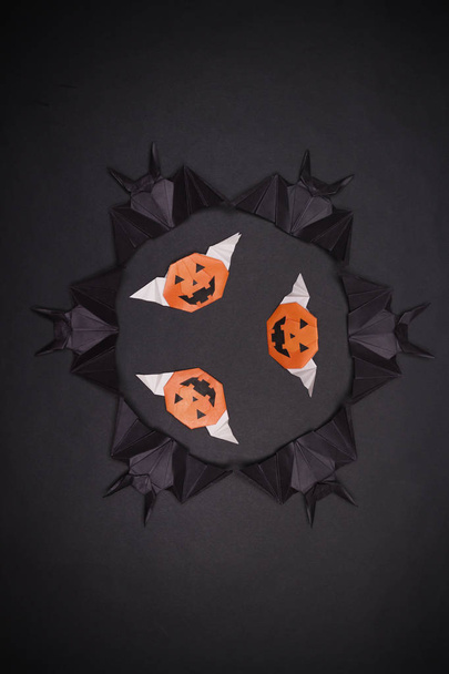 Halloween Background. Black background. Black bats - Foto, afbeelding
