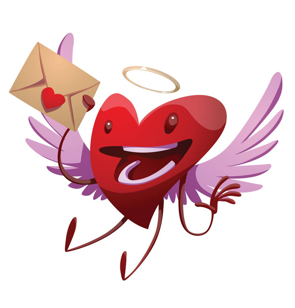 Bir zarf ile komik kırmızı kalp - Vektör, Görsel