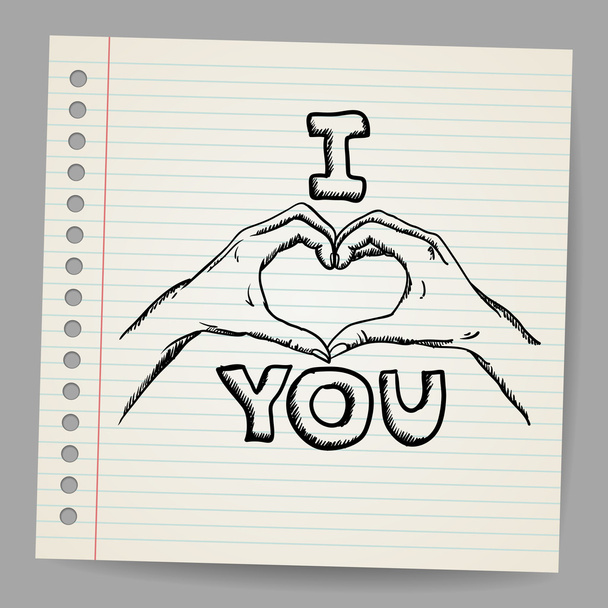 Día de San Valentín dibujado a mano te amo
 - Vector, Imagen