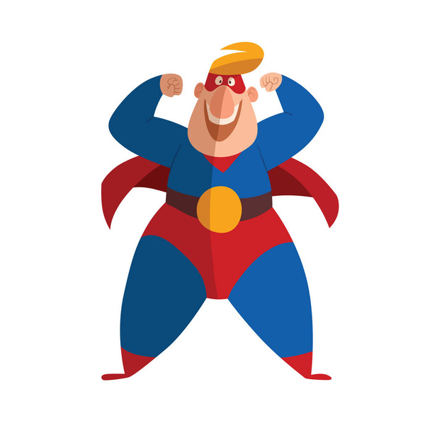 Funny fat superhero as a bodybuilder  - Вектор,изображение