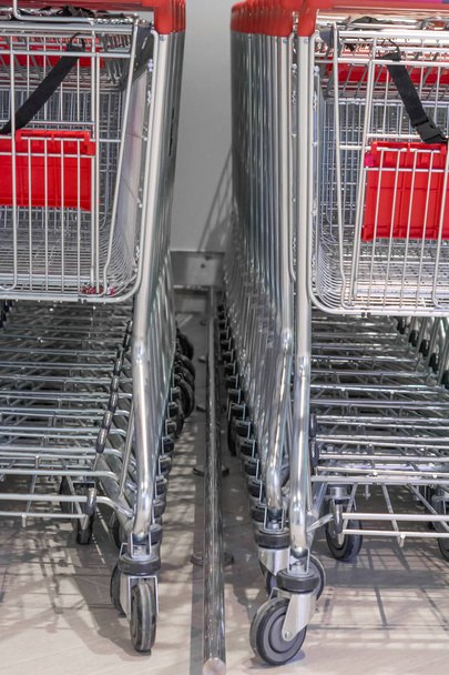 Shopping carts on a parking lot - Φωτογραφία, εικόνα