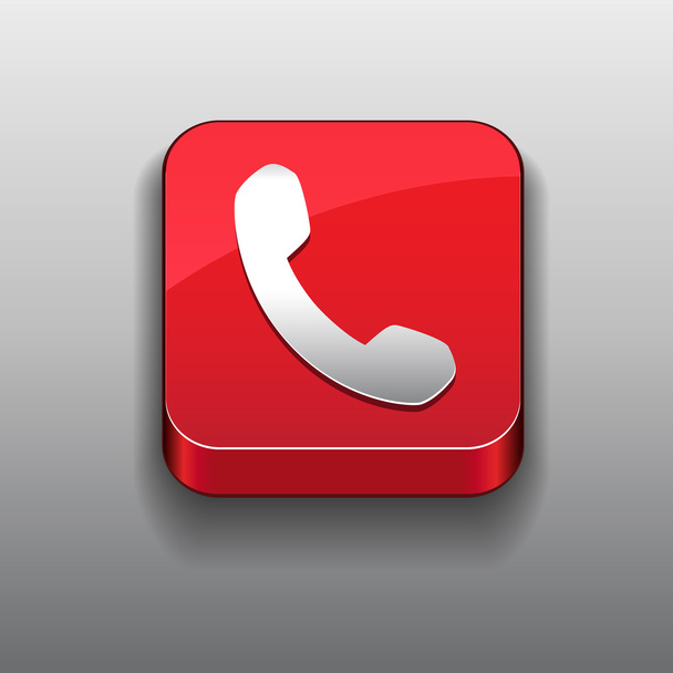 Phone icon button red - Vector, Image