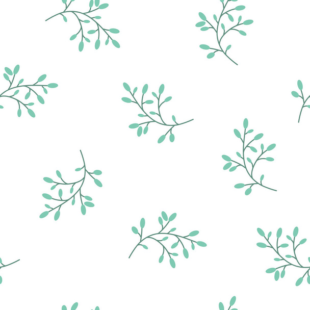 Floral seamless pattern texture with turquoise berries branches. - Vecteur, image