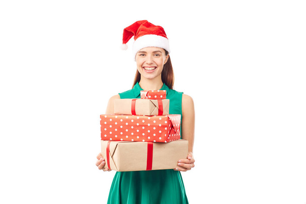 Portrait with Christmas gifts - Фото, изображение