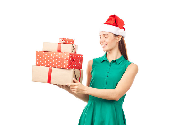 Portrait with Christmas gifts - Фото, изображение