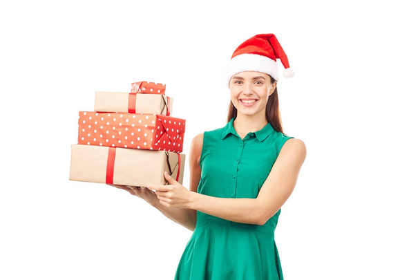 Portrait with Christmas gifts - Foto, imagen