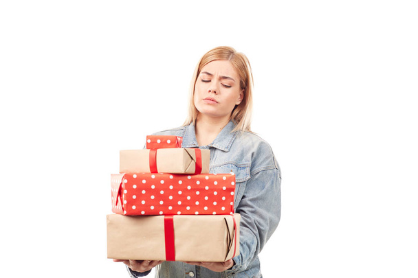 Blonde with gifts - Photo, image