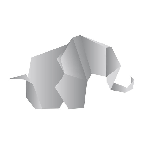 Origami olifant geïsoleerd op witte fotorealistische vector illust - Vector, afbeelding