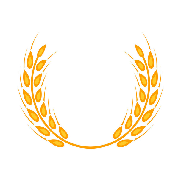 Gold laurel wreath - a symbol of the winner. Wheat ears icon. - Vector, imagen