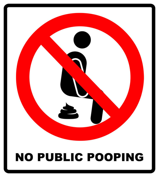 No public pooping symbol. Do not pooping sign. Warning red banner for outdoors and forests. Prohibition banner. Vector illustration isolated on white - Vector, Image